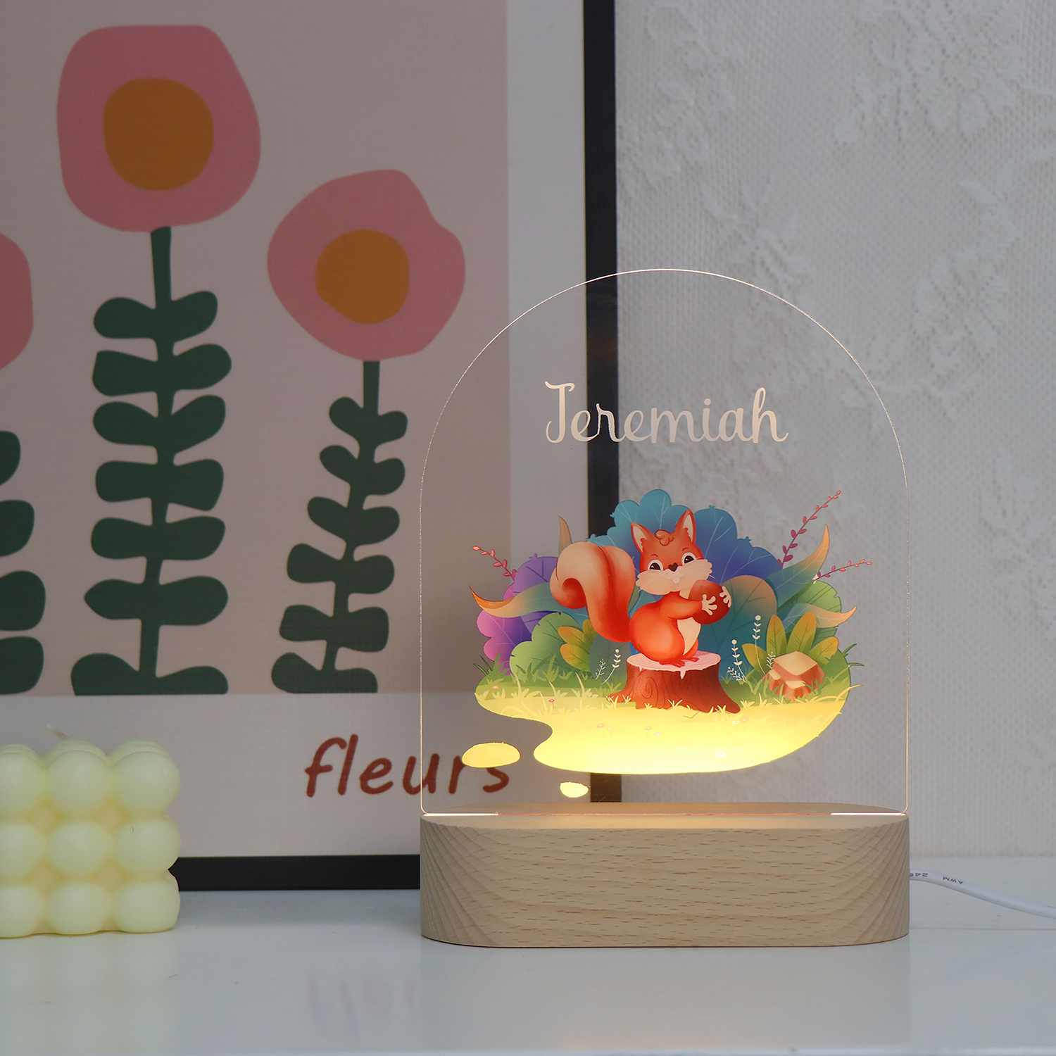 Tierreihe Nightlight Fox Muster USB -Acryllampe