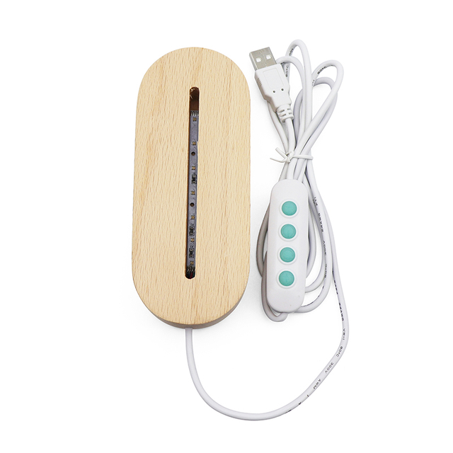 7 Farbe RGB Oval Holz LED -Basis Nachtlicht mit USB -Dimmerschalter
