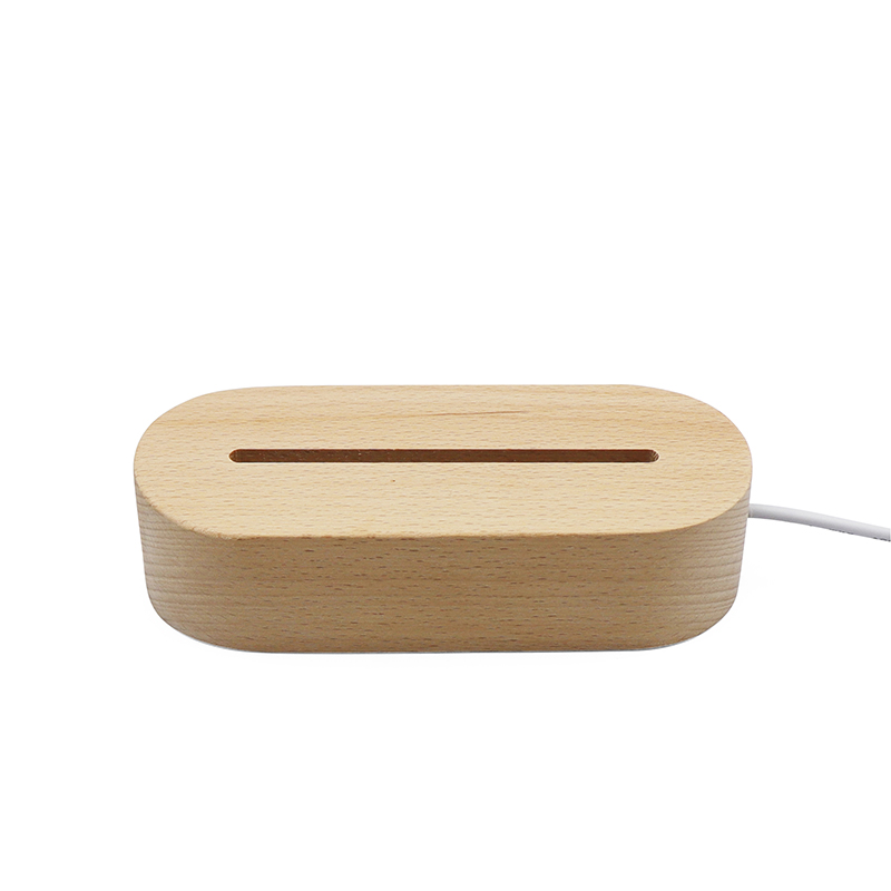 7 Farbe RGB Oval Holz LED -Basis Nachtlicht mit USB -Dimmerschalter