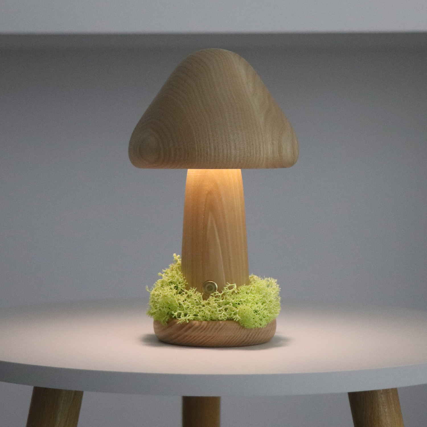150 ° Richtungsanpassbare USB -wiederaufladbare Holzpilzlampe mit Gras