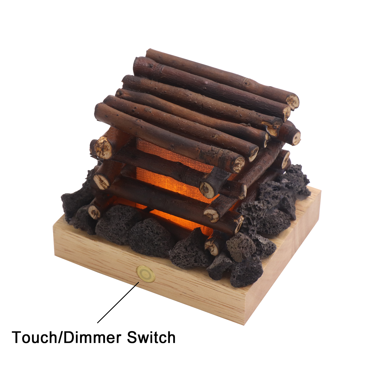 Echter Baumzweig handgefertigte Stimmungslampe mit brennendem Geräusch