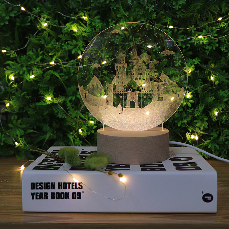 Kreatives Geschenk Cutomized Design Castle Acryl in der Schreibtischlampe geschnitzt