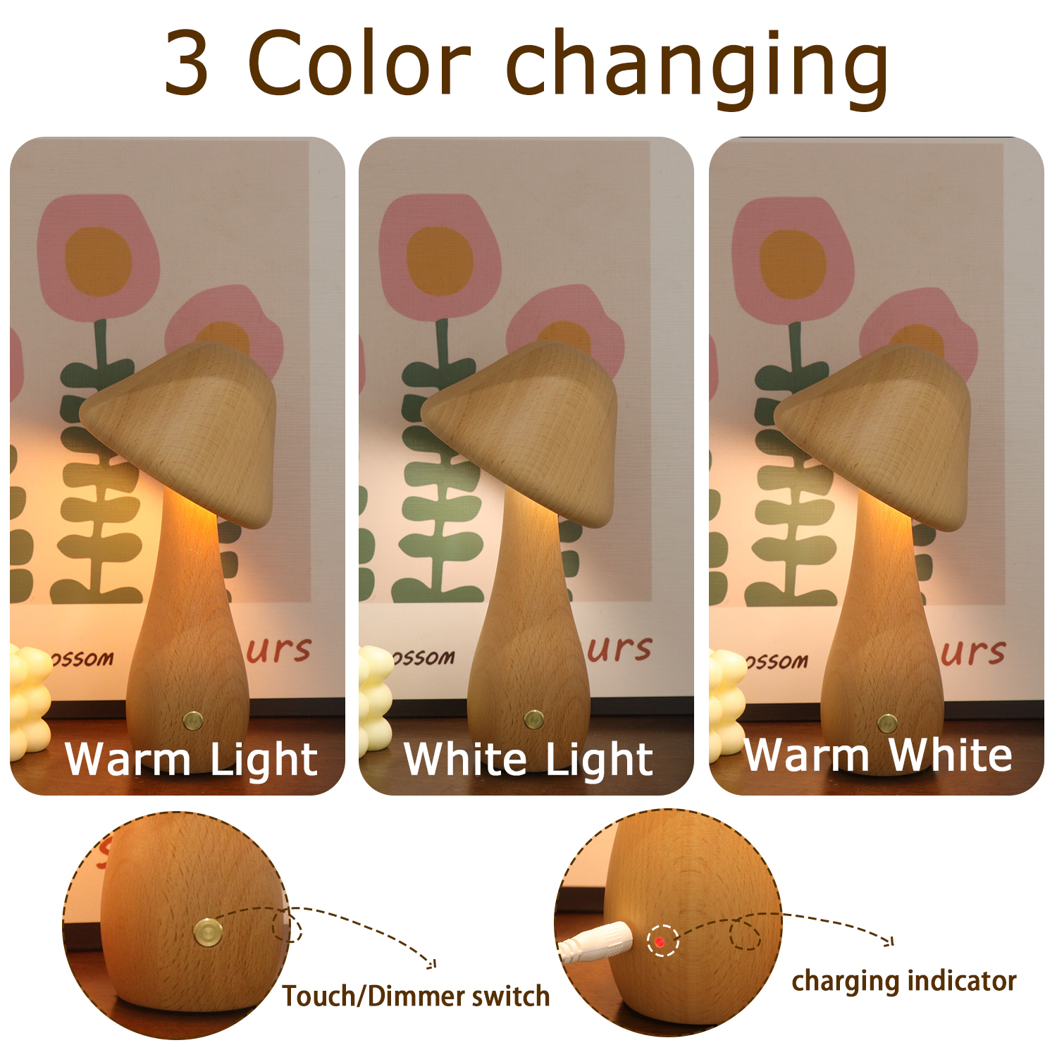 Rotatable Pilzlampen Nachtlicht Geschenk für Mädchen