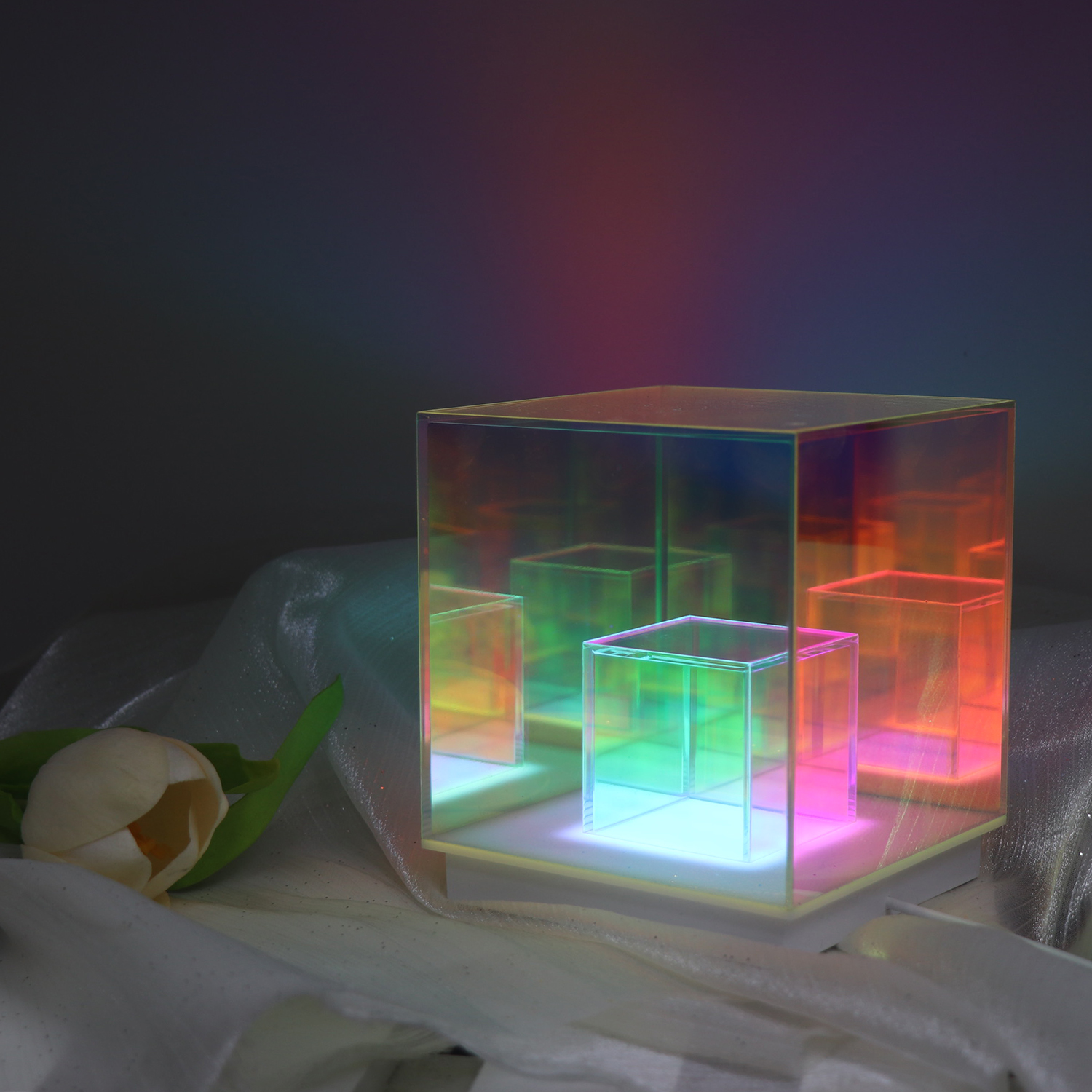 USB Cube 3D Acryllampe Buntes LED -Raum Nachtlicht für Schlafzimmer 
