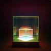 USB -wiederaufladbare farbenfrohe 3D -holographische Acryllampe mit Holzbasis