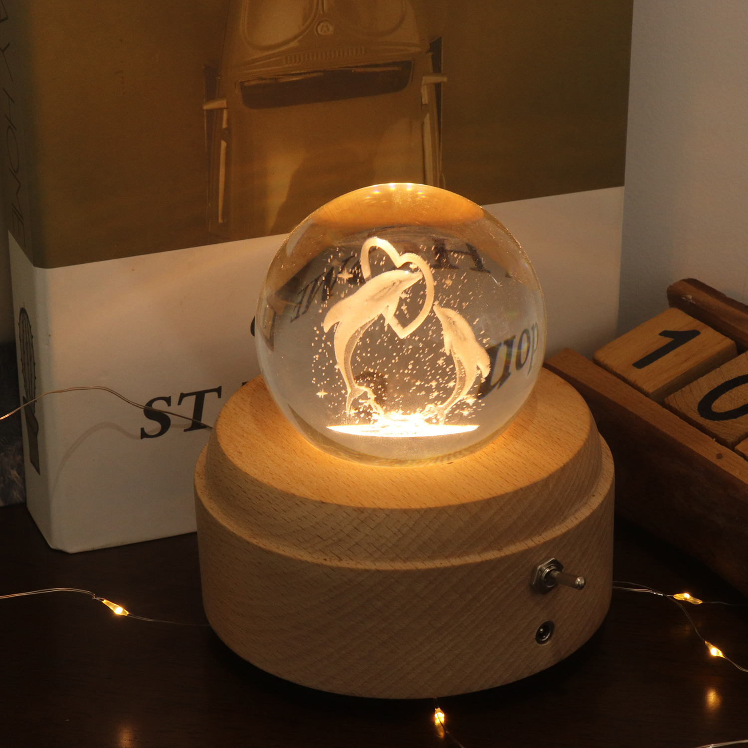 3D -Meerestiere Kristallkugel Nachtlampe mit Musikbox