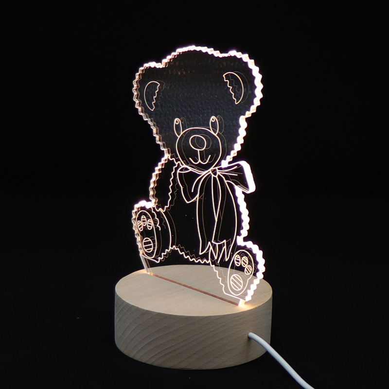 Schöner LED -Acrylbär 3D -Nachtlicht