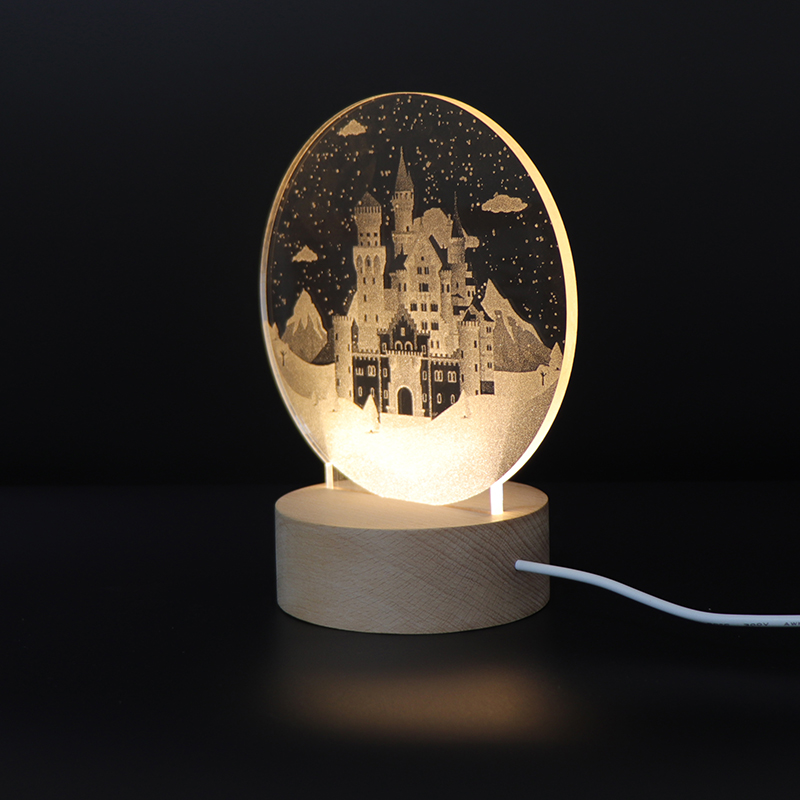 Kreatives Geschenk Cutomized Design Castle Acryl in der Schreibtischlampe geschnitzt