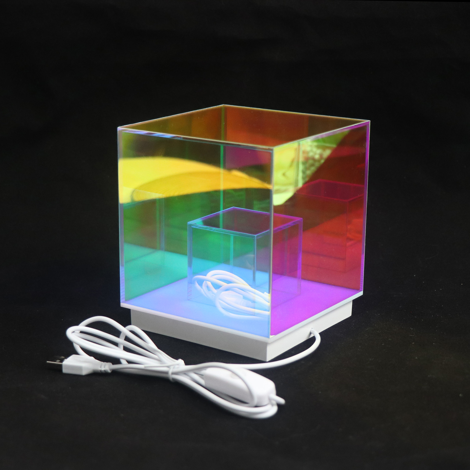 USB Cube 3D Acryllampe Buntes LED -Raum Nachtlicht für Schlafzimmer 