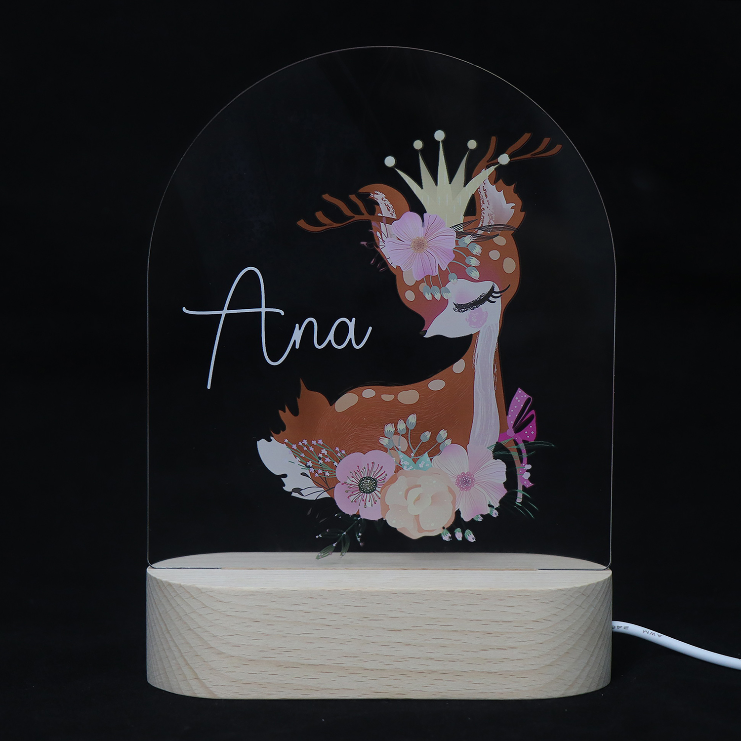 Benutzerdefinierter Name UV Acryllampe kleines Tier USB -Nachtlicht