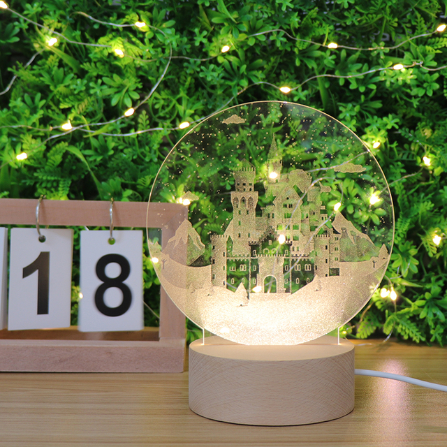 Kreatives Geschenk Cutomized Design Castle Acryl in der Schreibtischlampe geschnitzt