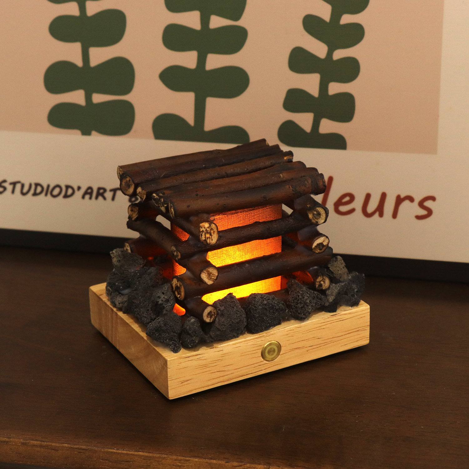 Echter Baumzweig handgefertigte Stimmungslampe mit brennendem Geräusch