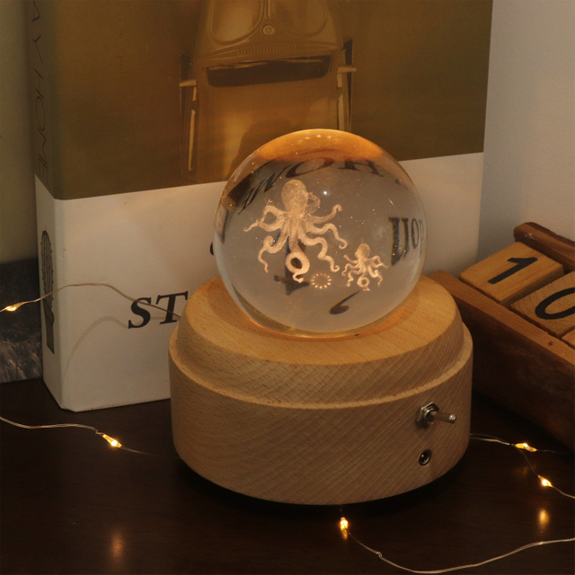 3D -Meerestiere Kristallkugel Nachtlampe mit Musikbox