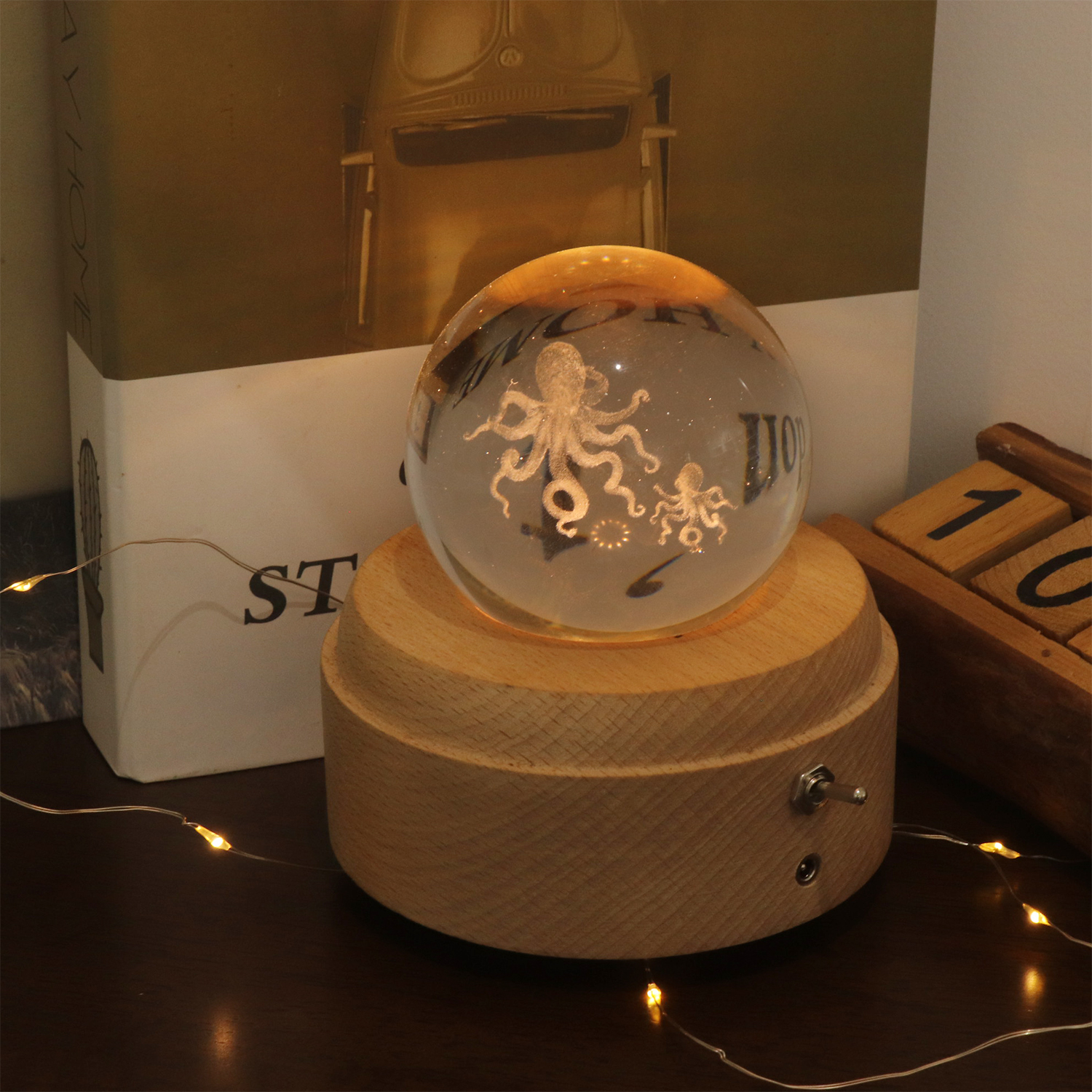 3D -Meerestiere Kristallkugel Nachtlampe mit Musikbox