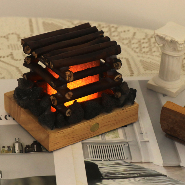 Echter Baumzweig handgefertigte Stimmungslampe mit brennendem Geräusch