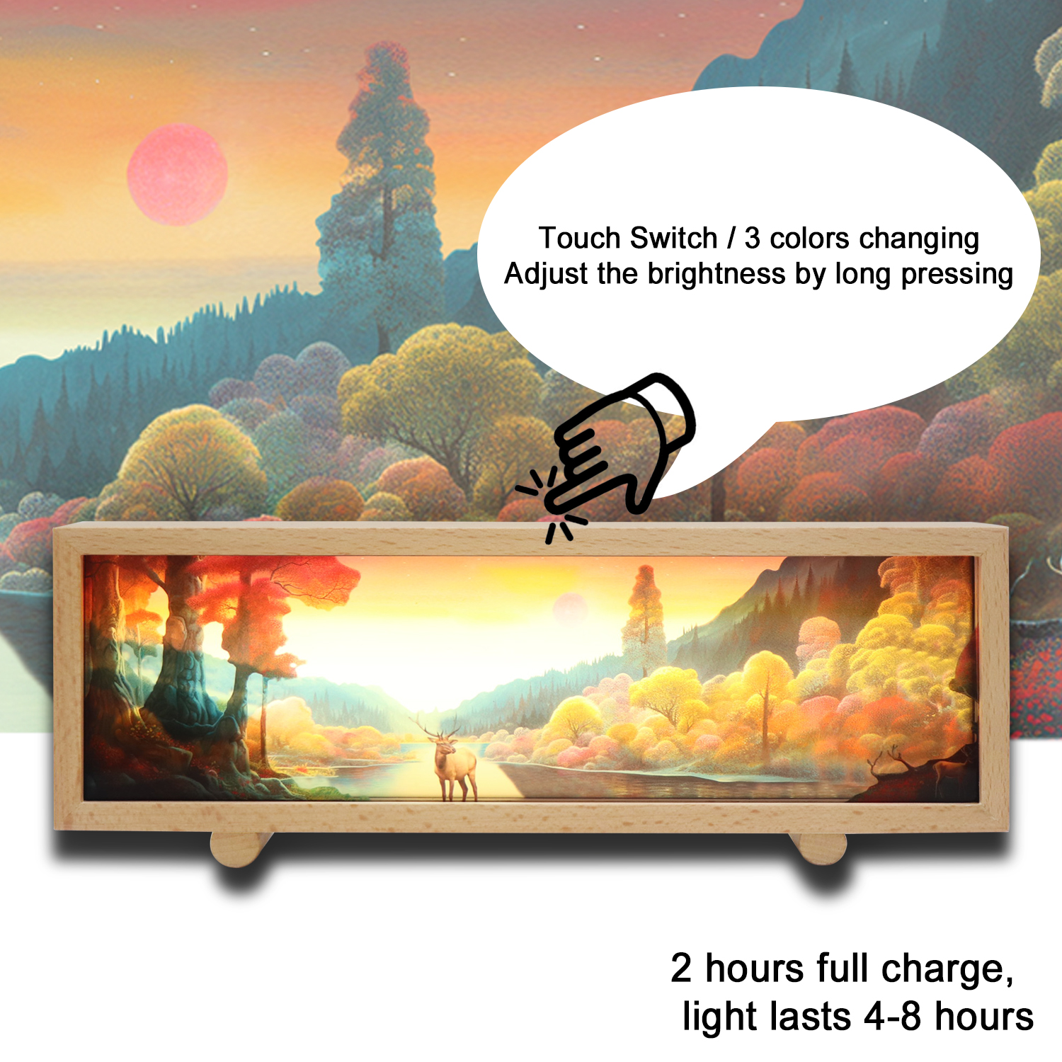 Benutzerdefinierte Design wiederaufladbare Nachtlampen -Acryl -Lichtkasten mit Touch Switch