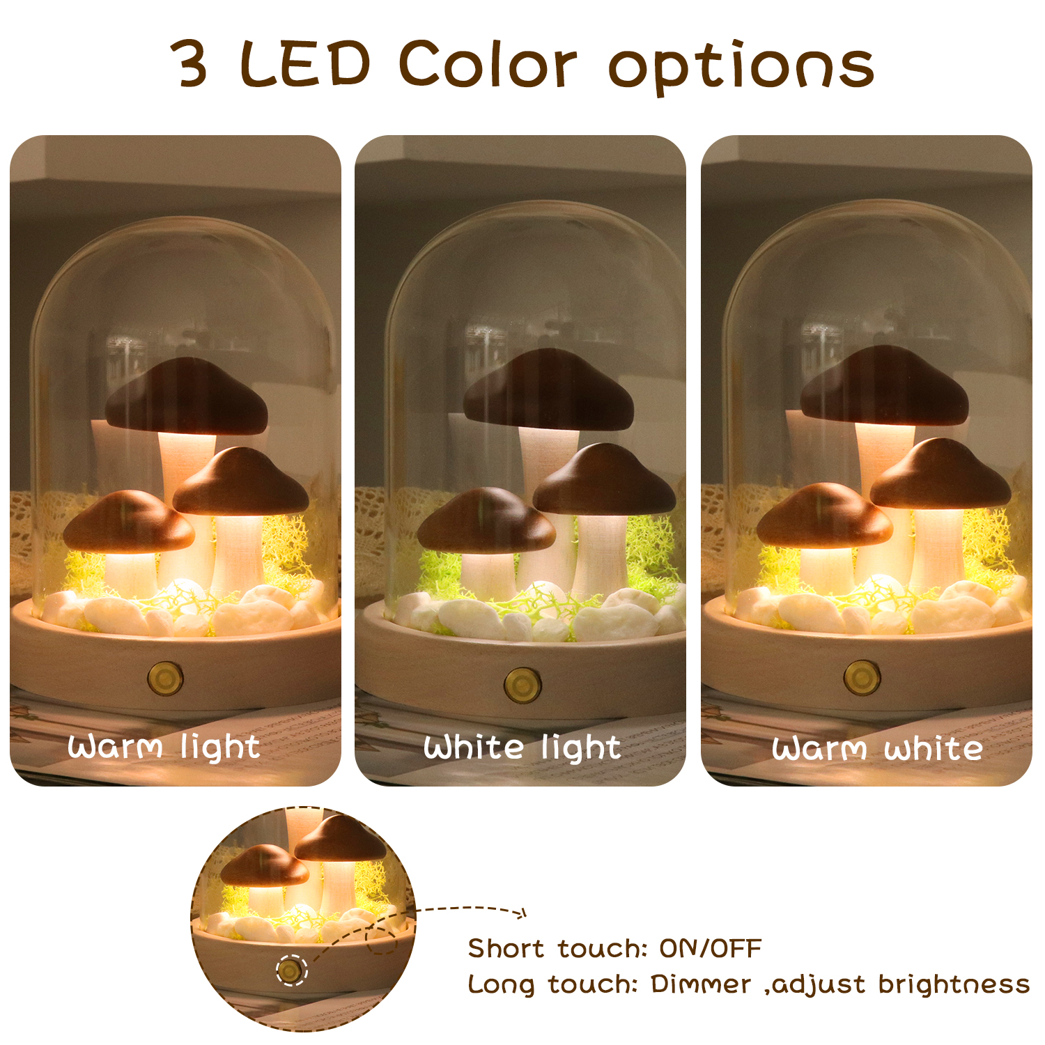 Amazonienschnur kabellose Tischlampen Pilzlampe Vintage Night Lights