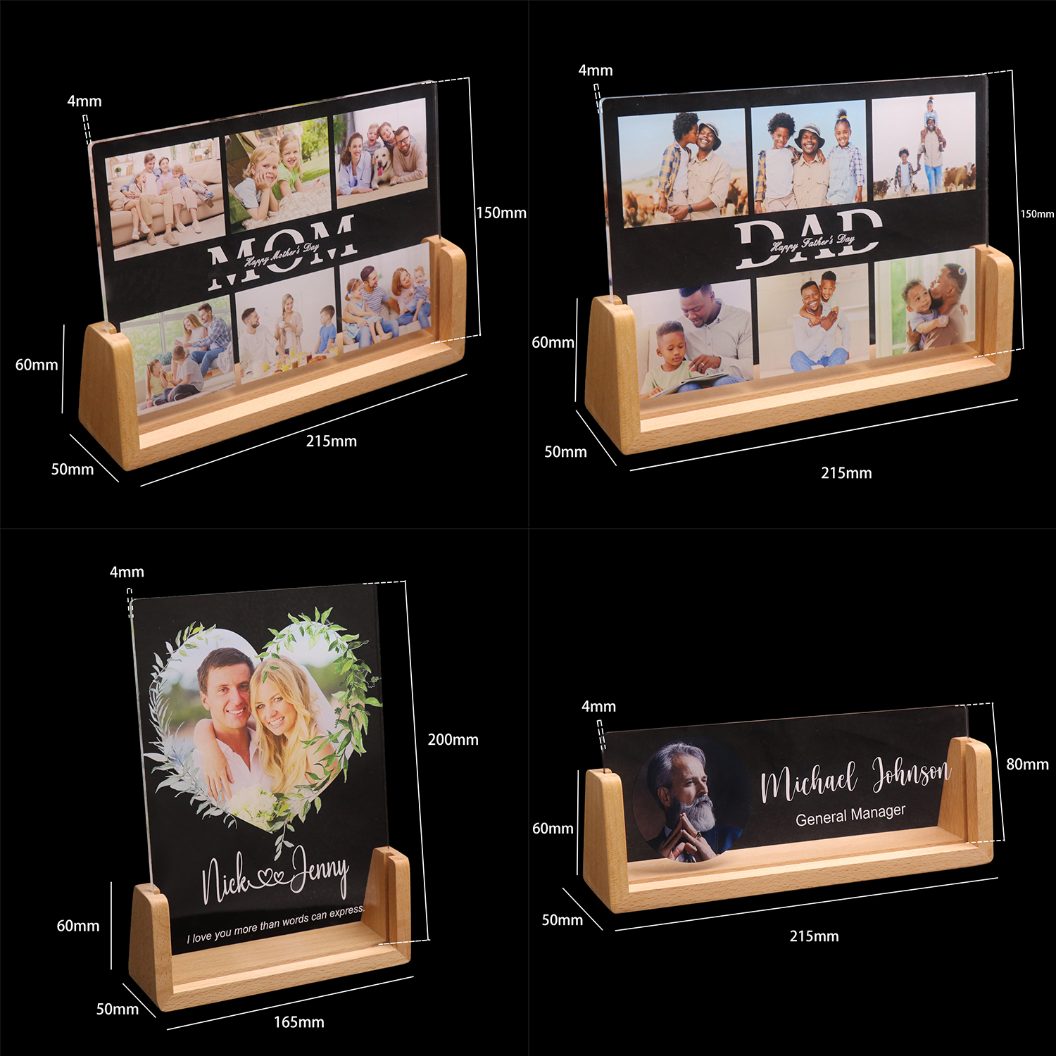 Acrylnachtlicht U-förmige Halterung Custom Photo Frame Light