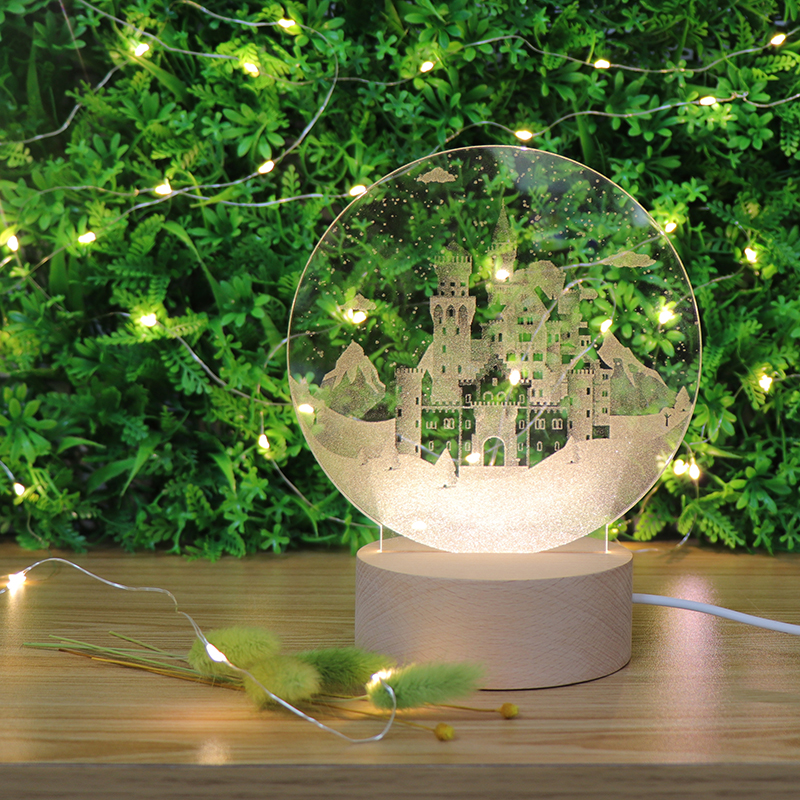 Kreatives Geschenk Cutomized Design Castle Acryl in der Schreibtischlampe geschnitzt