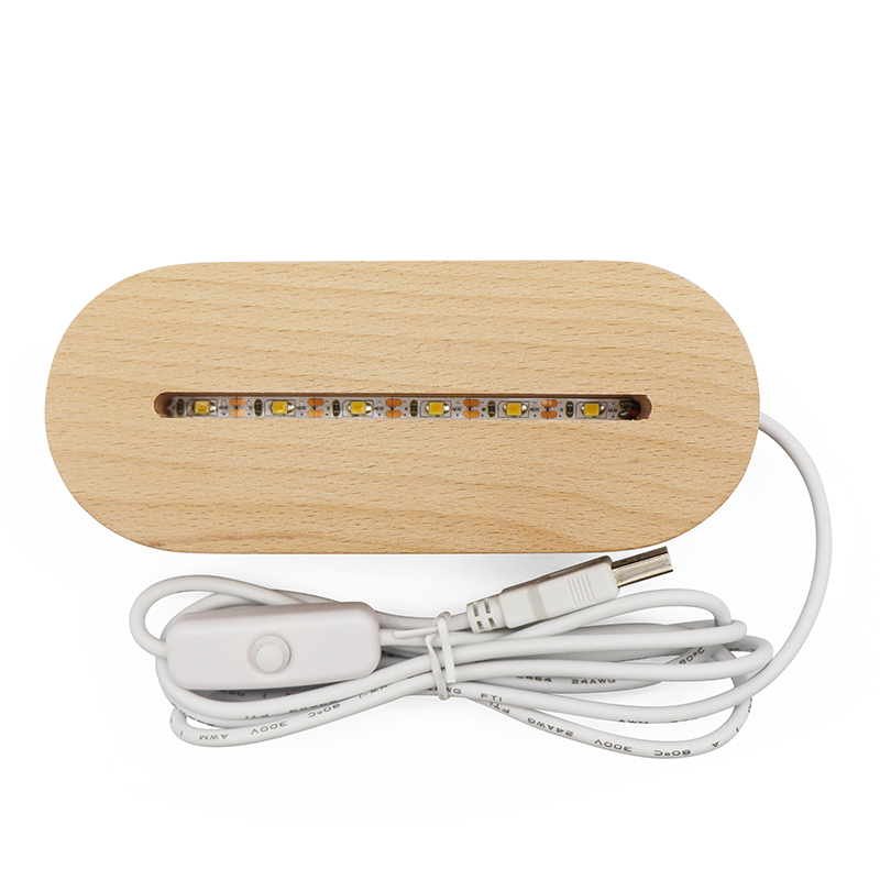 USB -Holz -LED -Nachtlampenbasis für Acryl