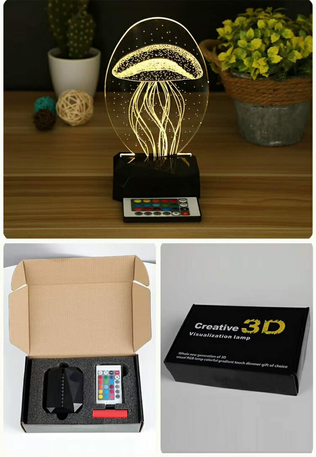 Fernbedienung Schwarz wiederaufladbarer LED -Lampenbasis für Acryl