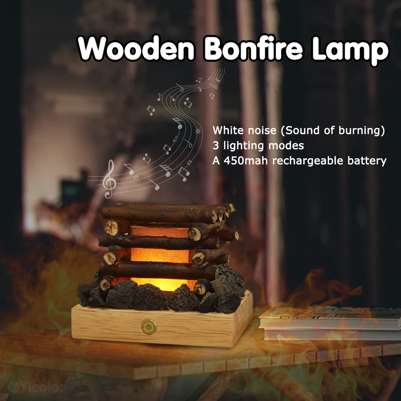 Echter Baumzweig handgefertigte Stimmungslampe mit brennendem Geräusch