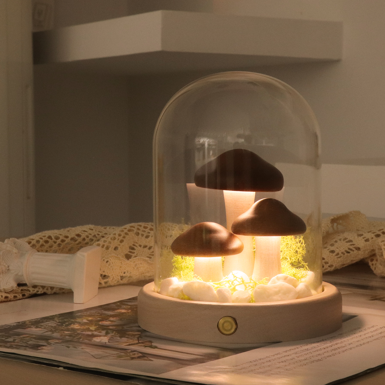 Amazonienschnur kabellose Tischlampen Pilzlampe Vintage Night Lights